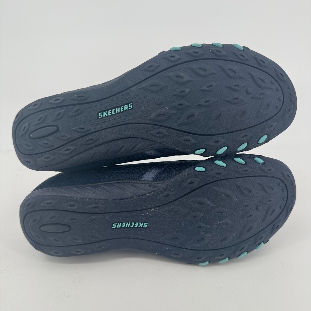 Skechers Breathe Easy Shoes WOMENS Navy Blue Suede Leather Slip On Sneakers 6.5 - Picture 6 of 8